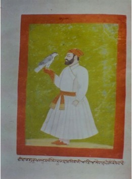 Gurū  Arjan training a falcon