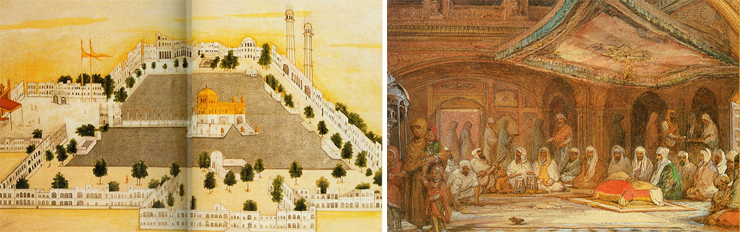 During the Khālsā Raj (c. 1840, c. Govt. Museum, Chandigarh); Kīrtan session (W. Carpenter, 1854; c.V&A, London)